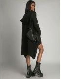 Asymmetric tunic with oversize hood, black FI589 - Online store - Boutique